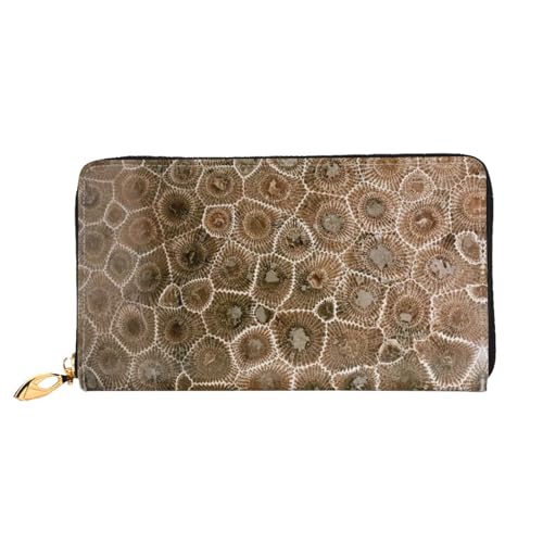 WYYDPPLK Stone Blue Gold Marmor Print Deluxe Leder Lange Clutch Geldbörse - Volldruck, doppelseitig, langlebig mit überlegener Speicherkapazität, Petoskey Stein, Einheitsgröße von WYYDPPLK