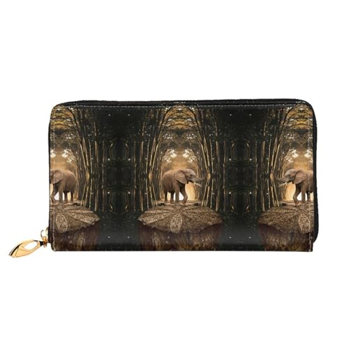 WYYDPPLK Sugar Skulls Print Deluxe Leder Lange Clutch Geldbörse - Volldruck, doppelseitig, langlebig mit überlegener Speicherkapazität, Skulptur Elefant, Einheitsgröße von WYYDPPLK