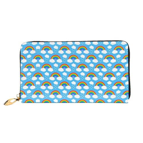 WYYDPPLK Sushi Print Deluxe Leder Lange Clutch Geldbörse - Volldruck, doppelseitig, langlebig mit überlegener Speicherkapazität, Rainbow Clouds Regentropfen, Einheitsgröße von WYYDPPLK