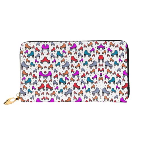 WYYDPPLK Sushi Print Deluxe Leder lange Clutch Geldbörse - Volldruck, doppelseitig, langlebig mit überlegener Speicherkapazität, Rollschuhe, bunt, Einheitsgröße von WYYDPPLK