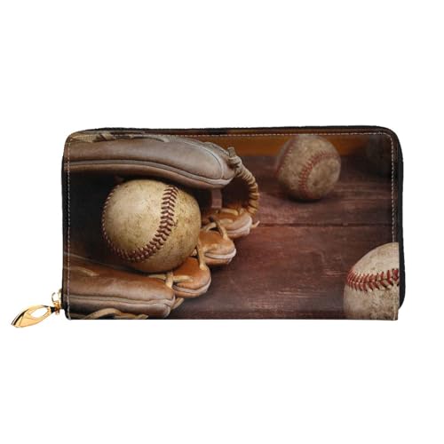 WYYDPPLK Swan Green Leaves Print Deluxe Leather Long Clutch Wallet - Full-Print, Double-Sided, Durable with Superior Storage Capacity, baseball, Einheitsgröße von WYYDPPLK