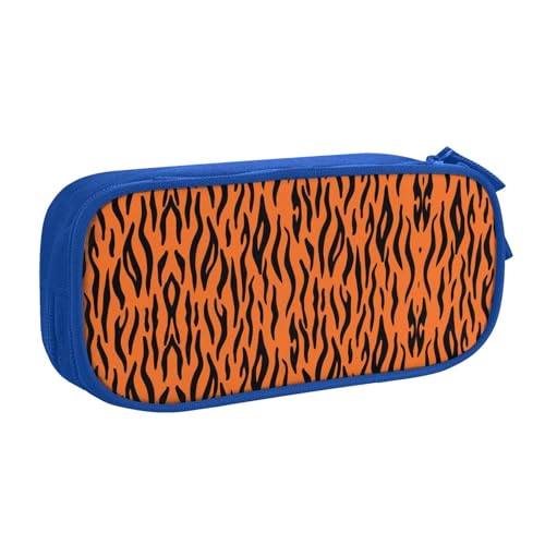 WYYDPPLK Tiger Stripes Orange Pattern Pencase with Full-Print Design - Durable Oxford Cloth Pencil Case for School, Office & Travel - Multi Pocket Storage Bag for Pens, Makeup & Accessories, blau von WYYDPPLK