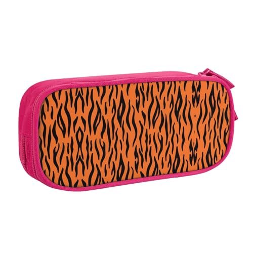 WYYDPPLK Tiger Stripes Orange Pattern Pencase with Full-Print Design - Durable Oxford Cloth Pencil Case for School, Office & Travel - Multi Pocket Storage Bag for Pens, Makeup & Accessories, rose von WYYDPPLK