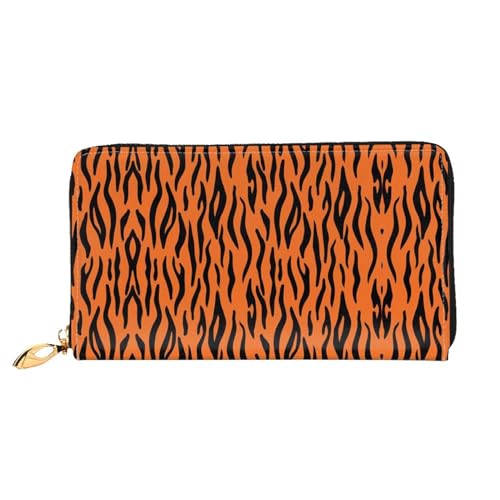 WYYDPPLK Tiger Stripes Orange Pattern Print Deluxe Leather Long Clutch Wallet - Full-Print, Double-Sided, Durable with Superior Storage Capacity von WYYDPPLK