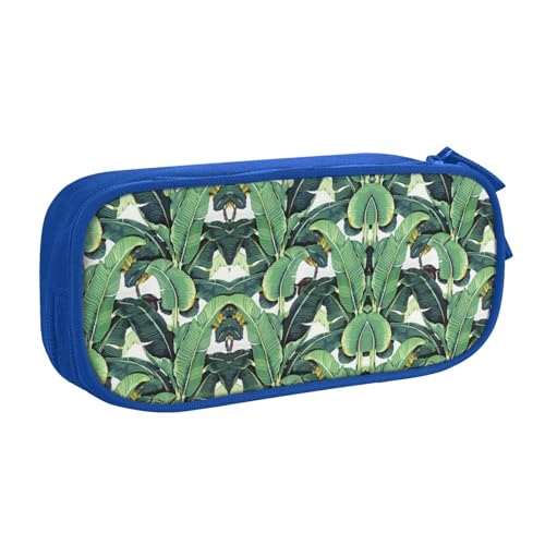 WYYDPPLK Tropische Bananen-Palmenblätter-Federmäppchen mit Volldruck-Design, strapazierfähiges Oxford-Tuch, Federmäppchen für Schule, Büro und Reisen, Aufbewahrungstasche mit mehreren Fächern für von WYYDPPLK