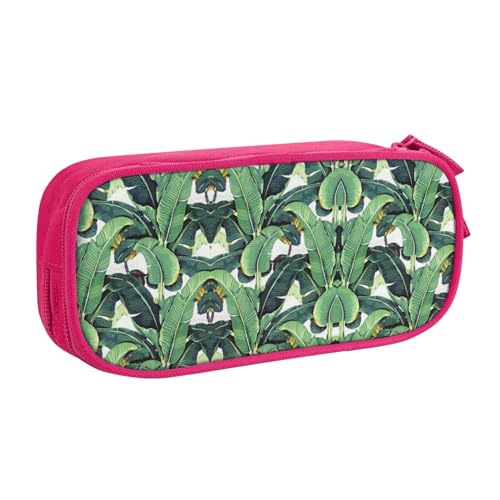 WYYDPPLK Tropische Bananen-Palmenblätter-Federmäppchen mit Volldruck-Design, strapazierfähiges Oxford-Tuch, Federmäppchen für Schule, Büro und Reisen, Aufbewahrungstasche mit mehreren Fächern für von WYYDPPLK