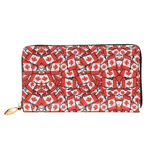 WYYDPPLK Weihnachten Cartoon Santa Claus Print Deluxe Leder Lange Clutch Geldbörse - Volldruck, doppelseitig, langlebig mit überlegener Speicherkapazität, Kanadische Flagge, Einheitsgröße von WYYDPPLK