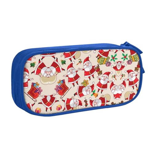 WYYDPPLK Weihnachts-Cartoon-Weihnachtsmann-Federmäppchen mit Volldruck-Design, strapazierfähiges Oxford-Tuch, Federmäppchen für Schule, Büro & Reisen, Multi Pocket Aufbewahrungstasche für Stifte von WYYDPPLK