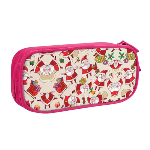 WYYDPPLK Weihnachts-Cartoon-Weihnachtsmann-Federmäppchen mit Volldruck-Design, strapazierfähiges Oxford-Tuch, Federmäppchen für Schule, Büro & Reisen, Multi Pocket Aufbewahrungstasche für Stifte von WYYDPPLK