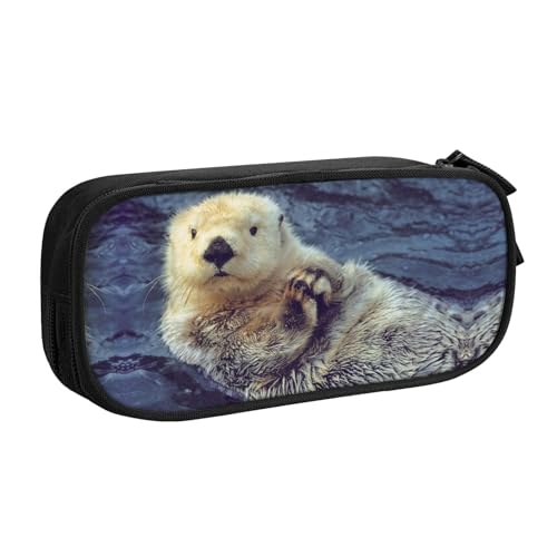 WYYDPPLK Weißes Tier-Federmäppchen mit Volldruck-Design, strapazierfähiges Oxford-Stoff-Federmäppchen für Schule, Büro & Reisen, Aufbewahrungstasche mit mehreren Fächern für Stifte, Make-up und von WYYDPPLK