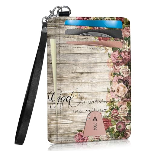 WZCJDHMJ Kreditkartenetui, schmal, mit Umhängeband, RFID-blockierend, Kartenetui mit Ausweisfenster, Schrift 46:5 von WZCJDHMJ