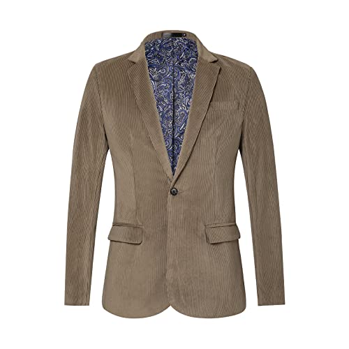 WZIKAI Herren Casual Cord Blazer Jacke Slim Fit Ein-Knopf Arbeitskleidung Sport Mantel, Khaki, M von WZIKAI