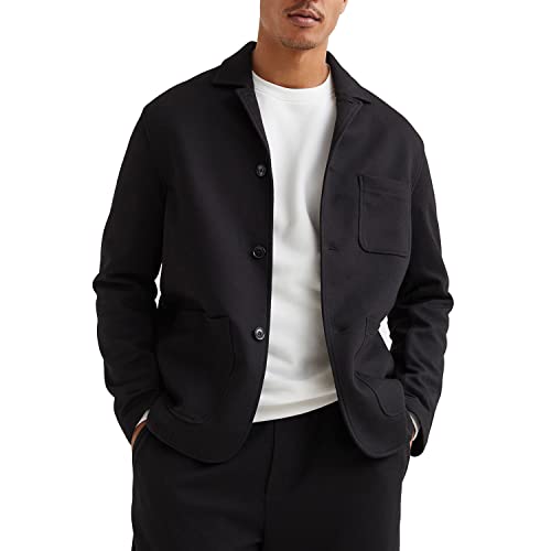 WZIKAI Herren Casual Sport Mantel Jacke Regular Fit Leichte Anzugjacke für Herren, Schwarz, L von WZIKAI