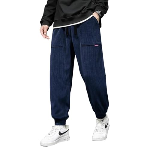 WZIKAI Herren-Cordhose, elastische Taille, Kordelzug, konisch, Jogginghose, lässig, lang, modische Hose mit Taschen, Marineblau, X-Groß WZIKAI Herren-Cordhose, elastische Taille, Kordelzug, konisch, Jogginghose, lässig, lang, modische Hose mit Taschen, Marineblau, X-Groß von WZIKAI