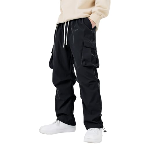WZIKAI Herren Fallschirm-Cargohose, trendig, lässig, Fallschirmhose, Baggy, Kordelzug, Hip-Hop-Haremshose mit Taschen, Schwarz, XXL WZIKAI Herren Fallschirm-Cargohose, trendig, lässig, Fallschirmhose, Baggy, Kordelzug, Hip-Hop-Haremshose mit Taschen, Schwarz, XXL von WZIKAI