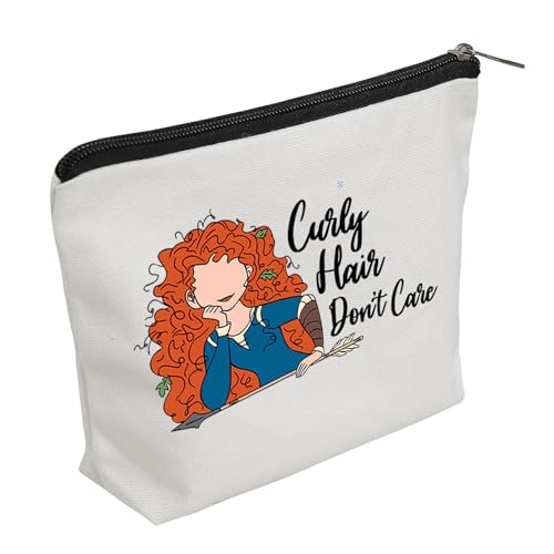 WZJHCL Brave Movie Make-up-Tasche Prinzessin Merida Kosmetiktasche WDW Reise-Aufbewahrungs-Organizer-Tasche Merida Brave Geschenk, Lockiges Haar, modisch von WZJHCL