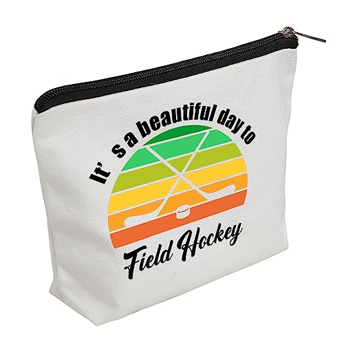 WZJHCL Feldhockey-Kulturbeutel, Make-up-Tasche, Geschenk, It's A Beautiful Day to Field, Hockeyspieler, Liebhaber, Trainer, Überlebens-Set, Feldhockey-Geschenk für Frauen, Feldhockey, modisch von WZJHCL