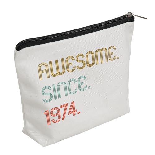 WZJHCL Make-up-Tasche mit Aufschrift "Awesome Since 1974", Geschenk zum 50. Geburtstag, für Damen, 50 Jahre alt, Kosmetiktasche 1974, Aufbewahrungstasche, 1974, modisch von WZJHCL