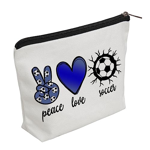 WZJHCL Soccer Makeup Pouch Bag Soccer Lover Gift Soccer Coach Appreciation Gift Soccer Team Gift Soccer Player Survival Kit Peace Love Soccer Gift, Peace Lover Fußball, modisch von WZJHCL