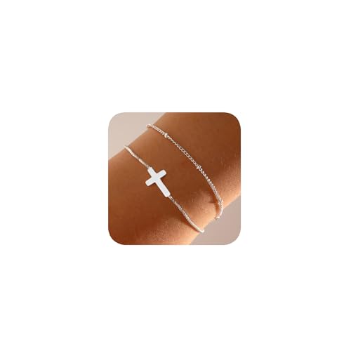Kreuz-Armband für Damen, zierliche 14 Karat vergoldete Perlen, Brautjungfern-Armbänder für Frauen, kleines Handgelenk, trendig, dünne Kette, Sonnenblumen-Armband, Goldschmuck für Frauen, Taufgeschenk Kreuz-Armband für Damen, zierliche 14 Karat vergoldete Perlen, Brautjungfern-Armbänder für Frauen, kleines Handgelenk, trendig, dünne Kette, Sonnenblumen-Armband, Goldschmuck für Frauen, Taufgeschenk von WZJLY
