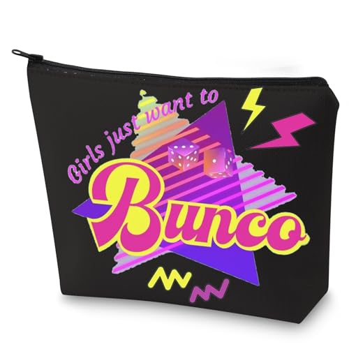 WZMPA Bunco Night Kosmetiktasche Spielabend Geschenk Mädchen Just Want to Bunco Make-up Reißverschluss Beutel Beutel Würfel Spiel Merchandise, Willst du Bunco, Kosmetiktasche von WZMPA