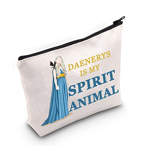 WZMPA Daenerys Fans Kosmetiktasche Make-up-Tasche, Mutter der Drachen, inspiriertes Geschenk Daenerys Is My Spirit Tier-Reißverschlussbeutel für Frauen und Mädchen, Daenerys Spirit Animal, Passform von WZMPA