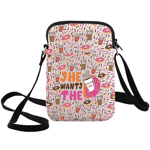 WZMPA Donuts & Coffee Verstellbarer Riemen Tasche Donuts Liebhaber Geschenk She Wants The Donuts Schultertasche Donuts & Coffee Merch, She Wants the Cb, Passform: von WZMPA