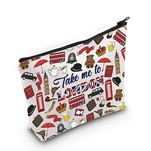 WZMPA England London Reise-Make-up-Tasche, London-Reise-Geschenk, Take Me To London, Reißverschluss, britisches Thema, Reise-Merchandise, Nehmen Sie London, Fit von WZMPA