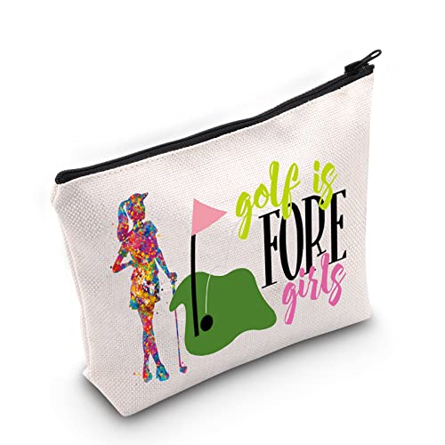 WZMPA Golf-Mädchen-Kosmetiktasche, Make-up-Tasche, Golf-Geschenke, Golf Is Fore, Mädchen, Reißverschluss, Tasche für Golf-Liebhaber, Golfspieler, Golf Girls, Passform von WZMPA