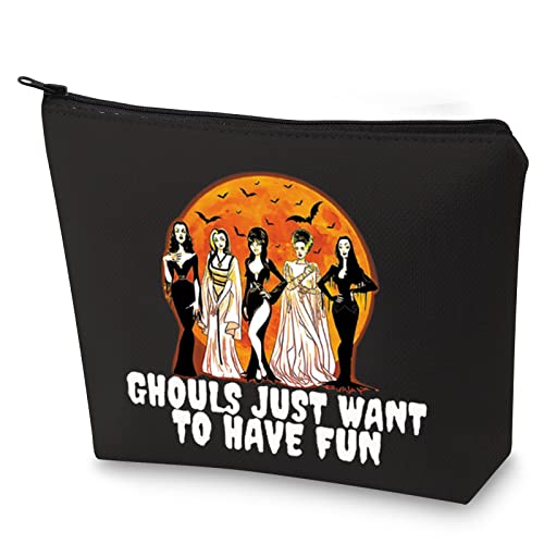 WZMPA Halloween Horror Queens Kosmetiktasche Ghoul Gang Queen Fans Geschenke Ghouls Just Want To Have Fun Horror Lily Zipper Pouch Bag für Frauen Mädchen, Ghouls Just Want, Passform von WZMPA