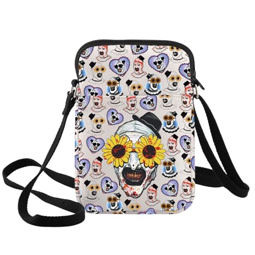 WZMPA Horror Clown Crossbody Bag Scary Art Clown Geschenk Kunstwerk Make-up Tasche Horror Movie Fan Geschenk Merchandise, Sonnenblumenglas Cb, medium von WZMPA