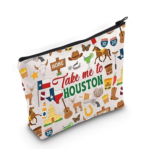 WZMPA Houston Texas Reise-Kosmetiktasche Houston Souvenirs Geschenke Take Me To Houston Reißverschluss Beutel Tasche Houston Urlaub Geschenk, Nehmen Sie Houston, Fit von WZMPA