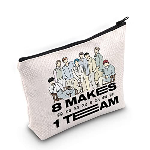 WZMPA K-Pop Band Kosmetiktasche, koreanische Pop-Band-Fans Geschenke 8 Make 1 Team Reißverschlussbeutel für Frauen und Mädchen, 8 Make 1 Team, Passform von WZMPA