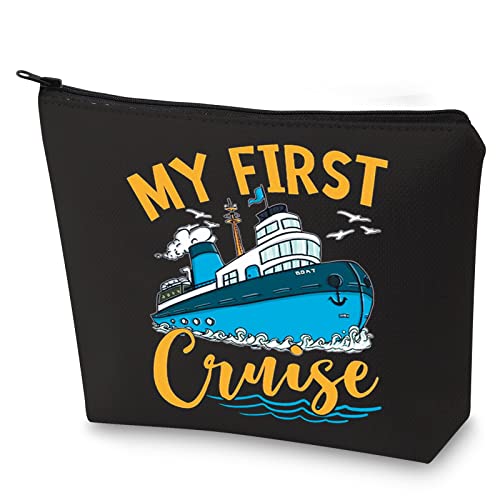 WZMPA Kosmetiktasche für Kreuzfahrt, Urlaub, Kreuzfahrt, 2022, Geschenke, Meine erste Kreuzfahrt, Reißverschluss, Tasche für Frauen und Mädchen, First Cruise Bl, Passform von WZMPA