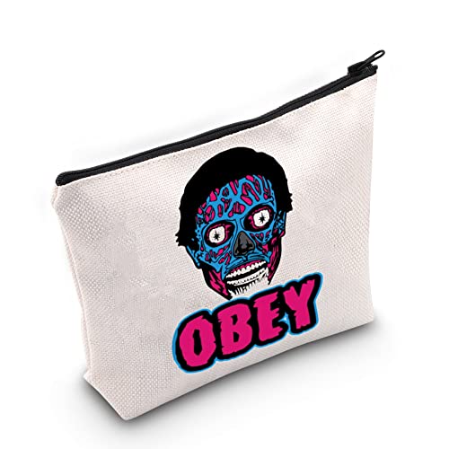 WZMPA Kosmetiktasche mit Totenkopfgesicht, Alien-Motiv, 80er-Jahre, Sci-Fi-Film, Geschenk, Nada, Reißverschluss, Tasche für Frauen und Mädchen, Obey, Passform von WZMPA