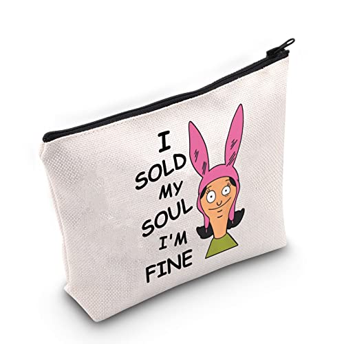 WZMPA Louise Belcher Fans Kosmetiktasche Bob's Family Inspired Gifts I Sold My Soul I'm Fine Burgers Cartoon Reißverschluss Tasche für Frauen Fans, Sold My Soul, Passform von WZMPA