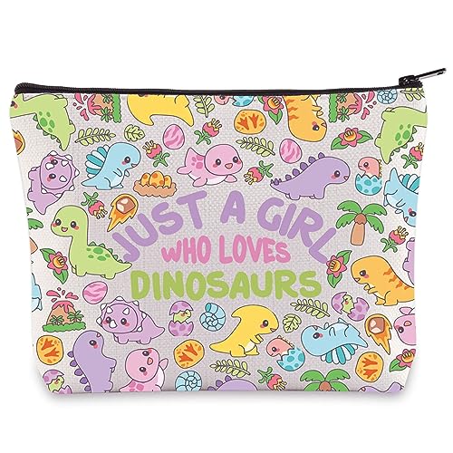 WZMPA Lustige Dinosaurier-Kosmetiktasche Dinosaurier-Liebhaber Geschenke Just A Girl Who Loves Dinosaurier Make-up Reißverschlusstasche Tasche Dinosaurier Merchandise, Liebt Dinosaurier, von WZMPA