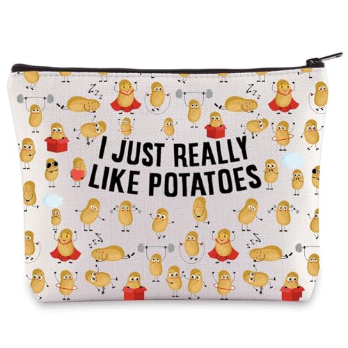 WZMPA Lustige Kosmetiktasche für Kartoffelliebhaber, für Kartoffeln, Lebensmittel, Geschenk, mit Reißverschluss, Aufschrift "I Just Really Like Potatoes, Wie Kartoffeln, Kosmetiktasche von WZMPA