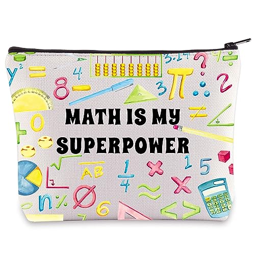 WZMPA Lustige Mathematik-Kosmetiktasche, Mathematik-Liebhaber, Geschenke, Mathematik ist meine Superkraft, Make-up-Tasche mit Reißverschluss, Tasche für Mathematiker, Mathematik, Lehrer, Studenten, von WZMPA