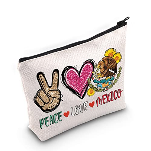 WZMPA Mexikanische Kosmetiktasche für Mexiko, Reise, Geschenke, Frieden, Liebe, Mexiko, Reißverschluss, Tasche für Frauen und Mädchen, Frieden Mexiko, Passform von WZMPA