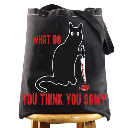 WZMPA Murderous Cat With Knife Cosmetic Bag Murderous Cat Fans Gift What Do You Think You Saw Cat Makeup Bag Murderous Cat Merchandise, THINK SAW Tragetasche, Kosmetiktasche von WZMPA