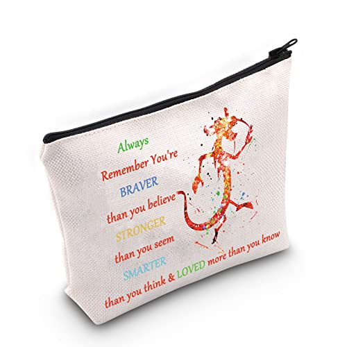 WZMPA Mushu Dragon Kosmetiktasche Mushu Fans Geschenk You Are Braver Stronger Smarter Than You Think Mushu Make-up Reißverschluss Tasche für Frauen Mädchen, Always Mushu von WZMPA