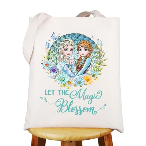 WZMPA Prinzessin Elsa und Anna Tragetasche Elsa und Anna Fans Geschenk Let The Magic Blossom Elsa Umhängetasche Frozen Sisters Merch, Blüte Elsa & Anna Tg, Large von WZMPA