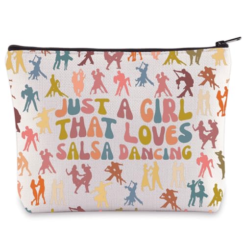 WZMPA Salsa Dancing Salsa Dancing Salsa Dancing Lover Geschenk Just A Girl Who Loves Salsa Dancing Makeup Zipper Pouch Bag Salsa Latin Merchandise, Salsa-Tanzen, Kosmetiktasche von WZMPA