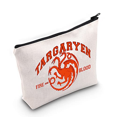 WZMPA Targaryen Kosmetiktasche Daenerys Fans Geschenke Targaryen Feuer und Blut Reißverschluss Tasche für Frauen Mädchen, Fire and Blood, Passform von WZMPA