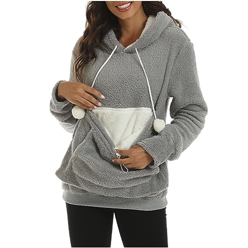 WZMYDBD Hoodie Damen Oversize Fleece Kapuzenpullover mit Katzen Hund Tasch Winter Plüschpullover Katze Sweatshirt mit Großer Tasche für Kleintiere Warm Dicker Pullover Übergröße S-4XL WZMYDBD Hoodie Damen Oversize Fleece Kapuzenpullover mit Katzen Hund Tasch Winter Plüschpullover Katze Sweatshirt mit Großer Tasche für Kleintiere Warm Dicker Pullover Übergröße S-4XL von WZMYDBD