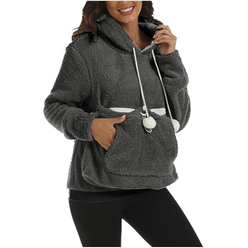 WZMYDBD Hoodie Damen Oversize Fleece Kapuzenpullover mit Katzen Hund Tasch Winter Plüschpullover Katze Sweatshirt mit Großer Tasche für Kleintiere Warm Dicker Pullover Übergröße S-4XL WZMYDBD Hoodie Damen Oversize Fleece Kapuzenpullover mit Katzen Hund Tasch Winter Plüschpullover Katze Sweatshirt mit Großer Tasche für Kleintiere Warm Dicker Pullover Übergröße S-4XL von WZMYDBD