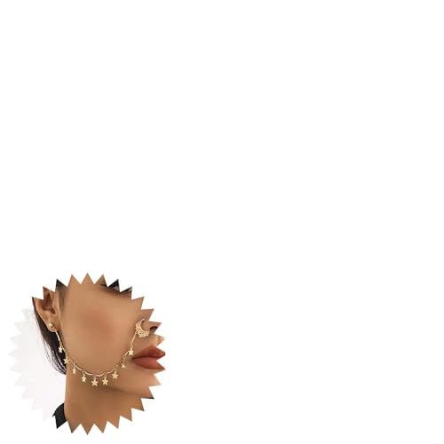 WZNBBOY Punk Kristall Schmetterling Stern Nasenring mit Kette Nase zu Ohr Kette Indische Fake Septum Ringe Nicht Piercing Nasenringe Hoop Kette Nasenzubehör für Frauen Kristall Kein Edelstein von WZNBBOY