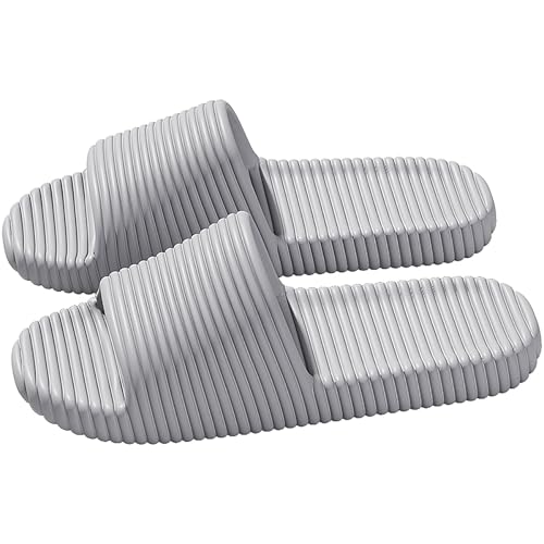 WZNKXFC Badelatschen Herren Damen Rutschfeste Badeschlappen Pool Hausschuhe FÜR Drinnen Und Draußen FÜR Spa Fitnessstudio Strand Slipper Grey EU Size 42-43 von WZNKXFC
