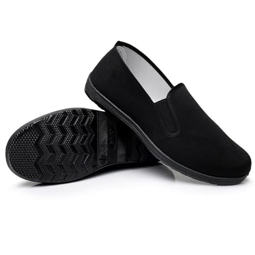 WZNKXFC Tai Chi Kung Fu Schuhe Traditionelle chinesische Kampfkunst Stoffschuhe Herren und Damen Segeltuchschuhe Black EU Size 44 von WZNKXFC